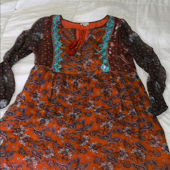 Sundance Bohemian Paisley long sleeve Dress with embroidered Accents size Large - Picture 2 of 7